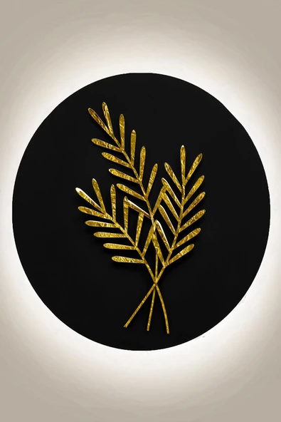 Harikabirev HARİKABİREV|GRİ-SİYAH-GOLD SOFT SOYUT YAPRAK SETİ |ÇERÇEVELİ CAM TABLO 3LÜ DİKEY - Resim 3