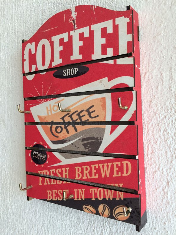 Red Coffee Ahşap Askılık Anahtarlık