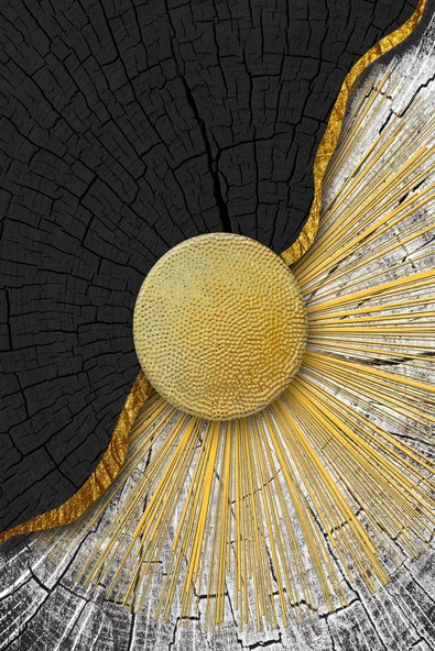 Harikabirev HARİKABİREV|SİYAH -GOLD RENK SOYUT SET 02 |ÇERÇEVELİ CAM TABLO 3LÜ DİKEY - Resim 3