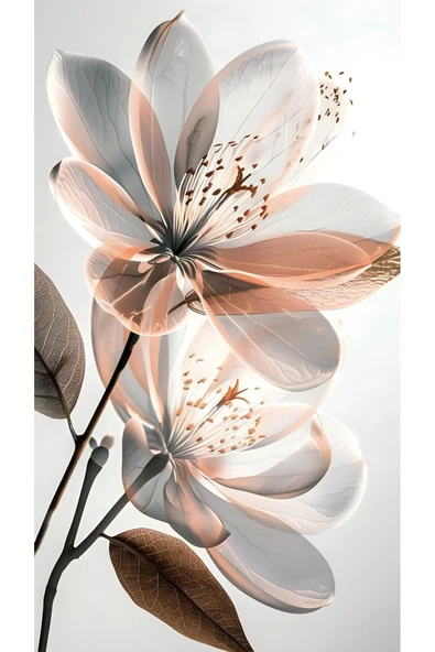 Harikabirev HARİKABİREV|SOFT RENKLER ÇİÇEK KOMBİNİ 01|ÇERÇEVELİ CAM TABLO  2Lİ DİKEY - Resim 2