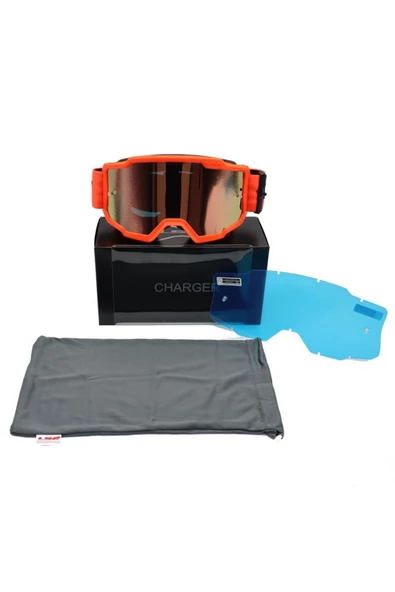 LS2 CHARGER MOTO KROSS GÖZLÜK GOGGLES (IRIDIUM CAMLI) - 2