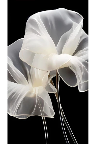 Harikabirev HARİKABİREV|BEYAZ SİYAH RENK ÇİÇEK KOMBİNİ 01 YENİ|ÇERÇEVELİ CAM TABLO  2Lİ DİKEY - Resim 3