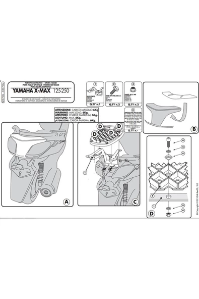 Givi Sr370m Yamaha X-max 125-250 (10-13) Arka Çanta Taşıyıcı