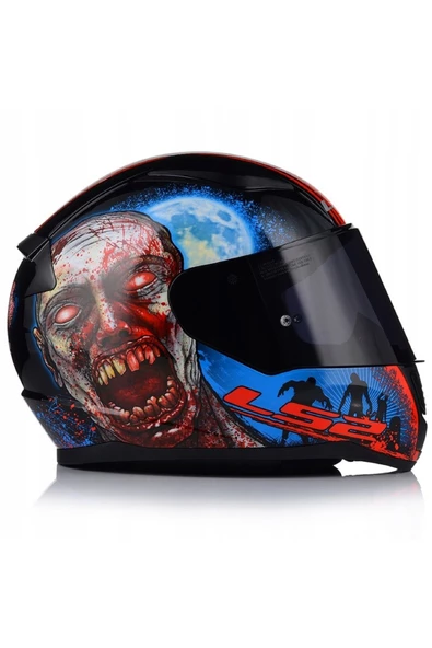 LS2 Rapıd 2 Zombıe Fullface Motosiklet Kaskı Siyah Camlı - Resim 2