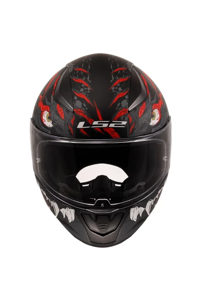 LS2 Rapid 2 Kaıju Kapalı Kask Mat Siyah Kırmızı Beyaz - 4