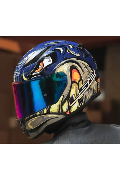 LS2 RAPID 2 SPOX MAVİ-GRİ FULLFACE MOTOSİKLET KASKI GÖKKUŞAĞI CAMLI - 4