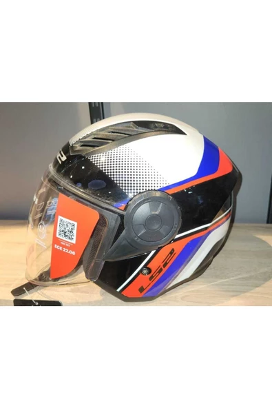 LS2 AİRFLOW 2 SOLİD RUSH BEYAZ MAVİ KIRMIZI ÇENESİZ KASK ürün görseli