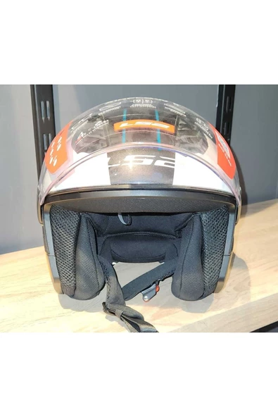 LS2 AİRFLOW 2 SOLİD COVER SİYAH BEYAZ GOLD ÇENESİZ KASK - Resim 3