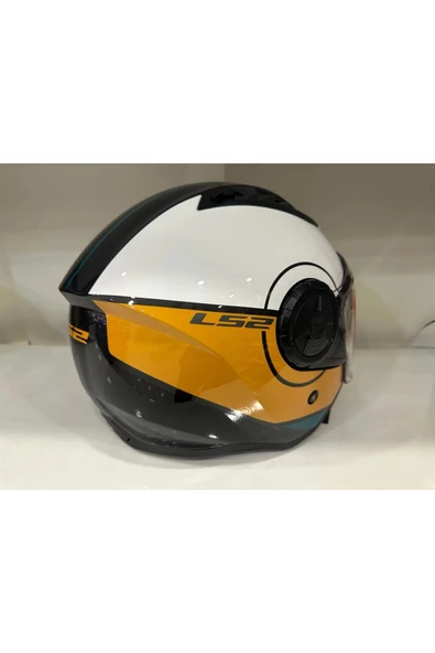 LS2 KASK LS2 AIRFLOW 2 COVER SİYAH-BEYAZ-GOLD PARLAK - 2
