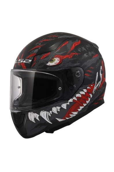 LS2 Rapid 2 Kaıju Kapalı Kask Mat Siyah Kırmızı Beyaz - 6