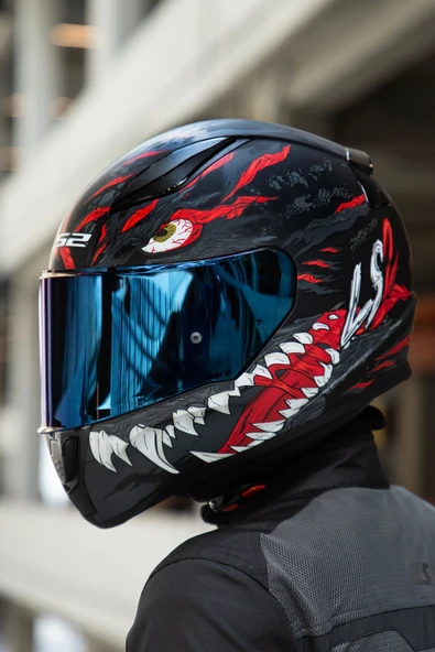 LS2 RAPID 2 KAIJU MAT SİYAH-KIRMIZI-BEYAZ KASK - Resim 4