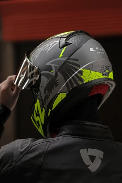 LS2 Rapıd 2 Raven Mat Siyah-gri-neon Sarı Kask