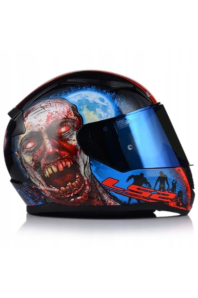 LS2 Rapıd 2 Zombıe Fullface Motosiklet Kaskı Mavi Camlı - 2