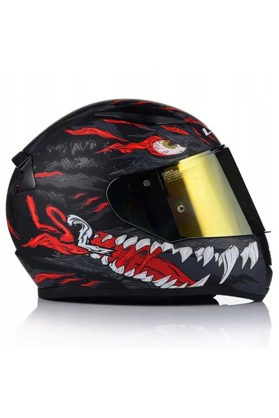 LS2 Rapıd 2 Kaıju Mat Siyah-Kırmızı Fullface Motosiklet Kaskı Gold Camlı - 3