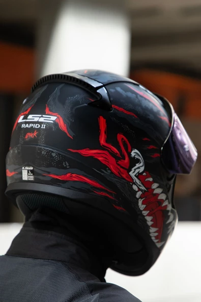 LS2 RAPID 2 KAIJU MAT SİYAH-KIRMIZI-BEYAZ KASK - Resim 6
