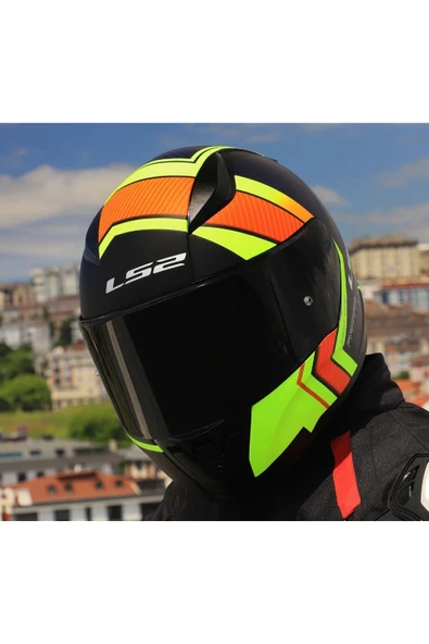 LS2 RAPID 2 EXTRA MAT NEON SARI FULLFACE MOTOSİKLET KASKI SİYAH CAMLI - 3