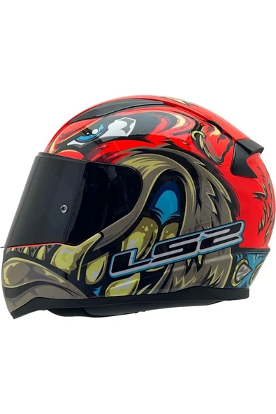 LS2 Rapıd 2 Spox Kırmızı Gri Full Face Motosiklet Kaskı Siyah Camlı - Resim 3