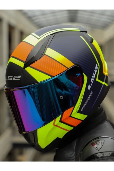 LS2 RAPID 2 EXTRA MAT NEON SARI FULLFACE MOTOSİKLET KASKI GÖKKUŞAĞI CAMLI