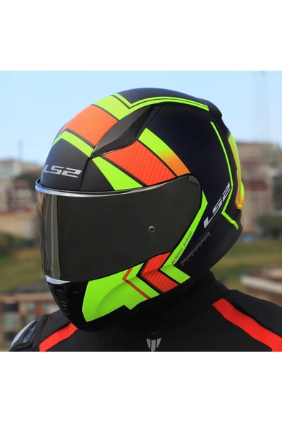 LS2 RAPID 2 EXTRA MAT NEON SARI FULLFACE MOTOSİKLET KASKI GRİ CAMLI