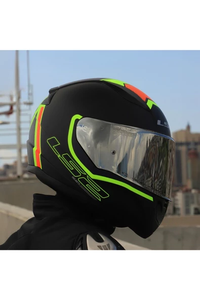 LS2 RAPID 2 EXTRA MAT NEON SARI FULLFACE MOTOSİKLET KASKI GRİ CAMLI - 5
