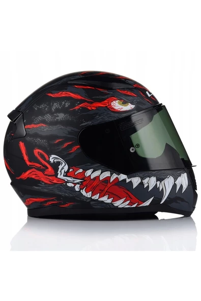 LS2 Rapıd 2 Kaıju Mat Siyah-Kırmızı Fullface Motosiklet Kaskı Siyah Camlı - 3