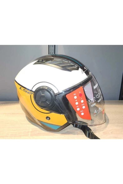 LS2 AİRFLOW 2 SOLİD COVER SİYAH BEYAZ GOLD ÇENESİZ KASK - Resim 2