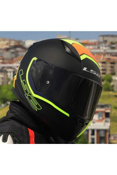 LS2 RAPID 2 EXTRA MAT NEON SARI FULLFACE MOTOSİKLET KASKI SİYAH CAMLI - 4