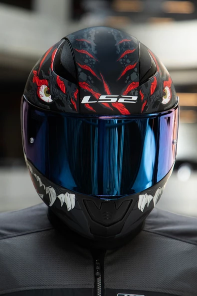 LS2 RAPID 2 KAIJU MAT SİYAH-KIRMIZI-BEYAZ KASK - Resim 5