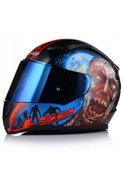 LS2 Rapıd 2 Zombıe Fullface Motosiklet Kaskı Mavi Camlı