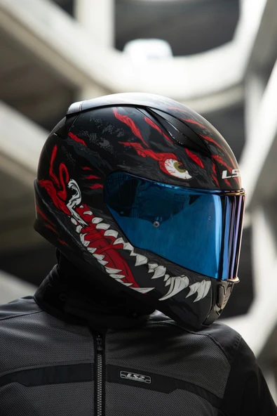 LS2 RAPID 2 KAIJU MAT SİYAH-KIRMIZI-BEYAZ KASK - Resim 8