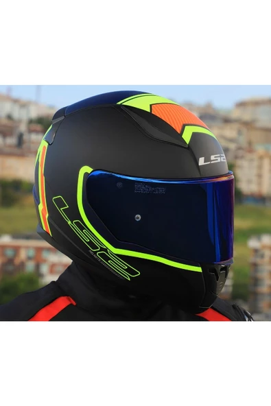 LS2 RAPID 2 EXTRA MAT NEON SARI FULLFACE MOTOSİKLET KASKI MAVİ CAMLI - 2