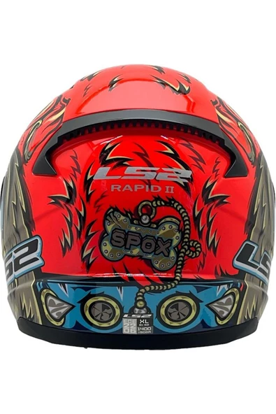 LS2 Rapıd 2 Spox Kırmızı Gri Full Face Motosiklet Kaskı Siyah Camlı - Resim 2