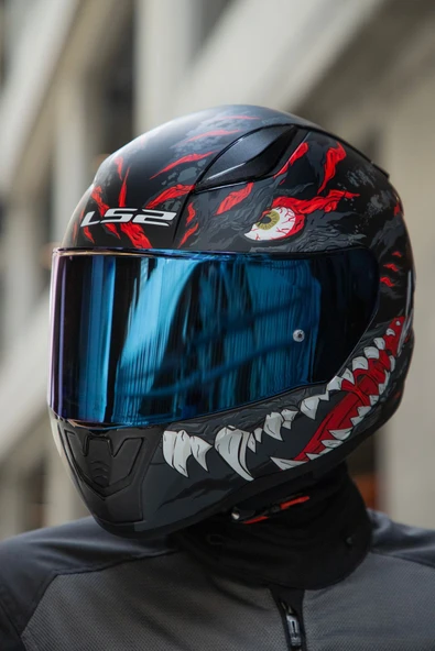 LS2 RAPID 2 KAIJU MAT SİYAH-KIRMIZI-BEYAZ KASK - Resim 7