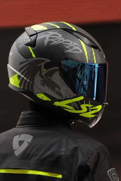 LS2 Rapıd 2 Raven Mat Siyah-gri-neon Sarı Kask