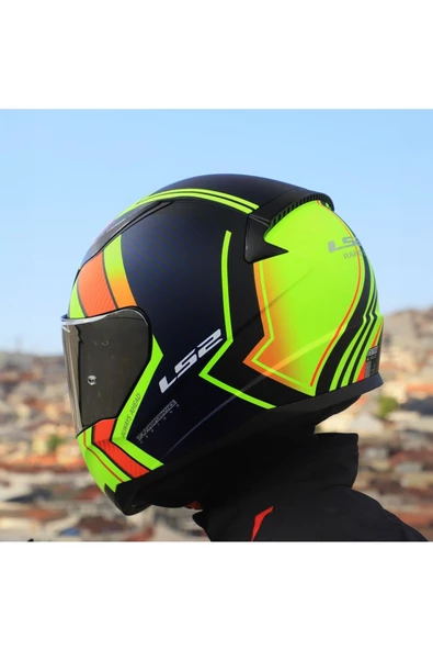 LS2 RAPID 2 EXTRA MAT NEON SARI FULLFACE MOTOSİKLET KASKI GRİ CAMLI - 2