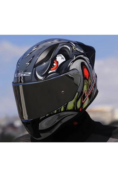 LS2 RAPID 2 RACE SPOX GRİ-KIRMIZI KAPALI MOTOSİKLET KASKI GRİ CAMLI - 4