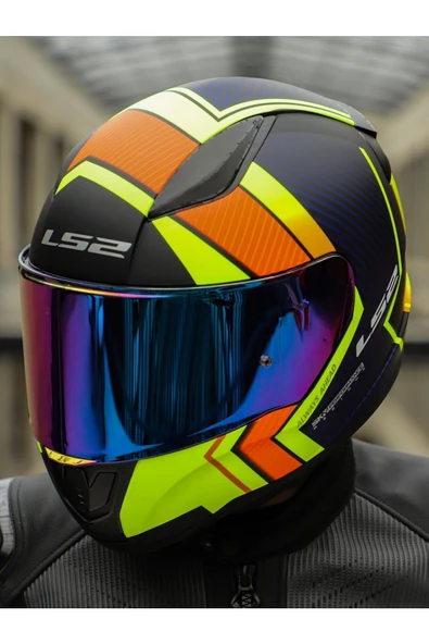 LS2 RAPID 2 EXTRA MAT NEON SARI-NAVY MAVİ KASK - 2