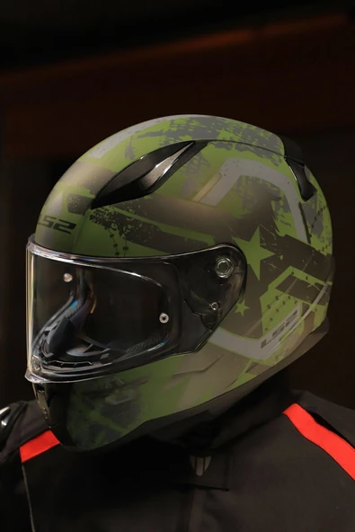 LS2 RAPID 2 THUNDER BIRDS MAT YEŞİL-SİYAH-GRİ KASK - Resim 5