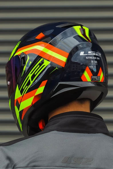LS2 Stream Evo Reflex Mavi Turuncu Kask + Dahili Bluetooth Kulaklık - 5