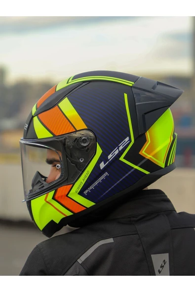 LS2 RAPID 2 RACE EXTRA MAT NEON SARI-NAVY MAVİ KASK - 7