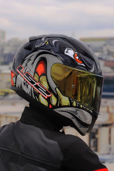 LS2 RAPID 2 SPOX GRİ-KIRMIZI KASK - Resim 2