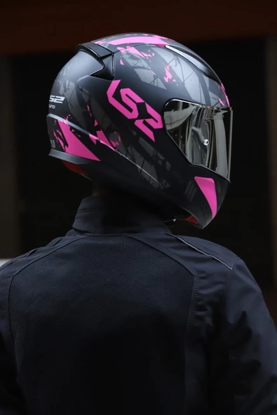 LS2 Rapıd 2 Palımnesıs Mat Siyah-pembe Kask ürün görseli