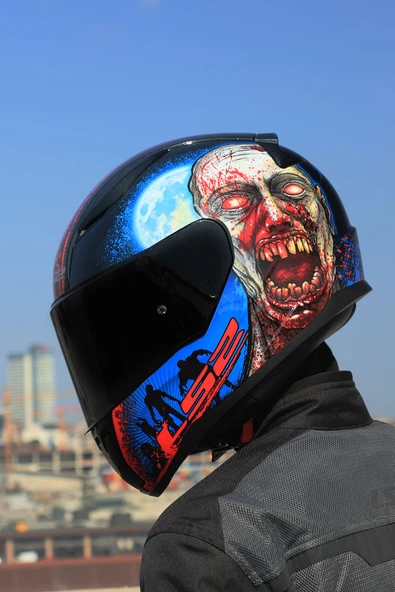 LS2 RAPID 2 ZOMBIE SİYAH-KIRMIZI KASK - 4