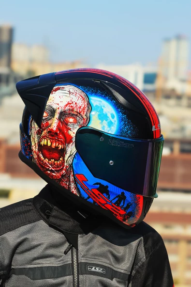 LS2 RAPID 2 RACE ZOMBIE SİYAH-KIRMIZI KASK - 2