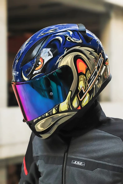 LS2 RAPID 2 SPOX MAVİ-GRİ KASK - Resim 4