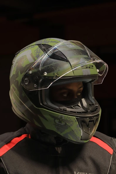 LS2 RAPID 2 THUNDER BIRDS MAT YEŞİL-SİYAH-GRİ KASK - Resim 4