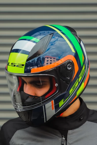 LS2 RAPID CHOS MAVİ NEON TURUNCU KASK - Resim 2