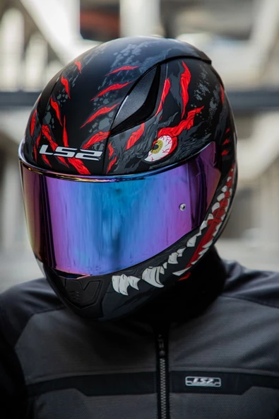 LS2 RAPID 2 KAIJU MAT SİYAH-KIRMIZI-BEYAZ KASK - Resim 3