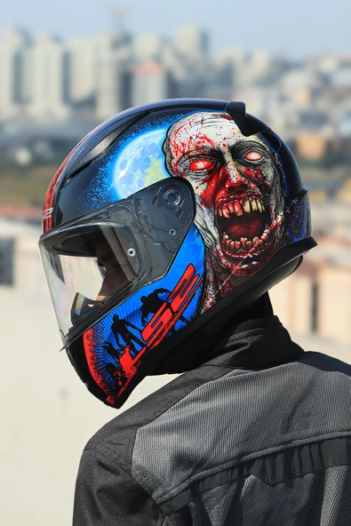 LS2 RAPID 2 ZOMBIE SİYAH-KIRMIZI KASK - 6