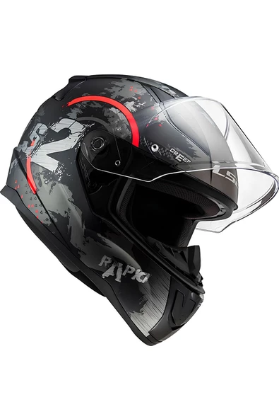 LS2 RAPID 2 CIRCLE MAT SİYAH-KIRMIZI MOTOSİKLET KASKI - 2